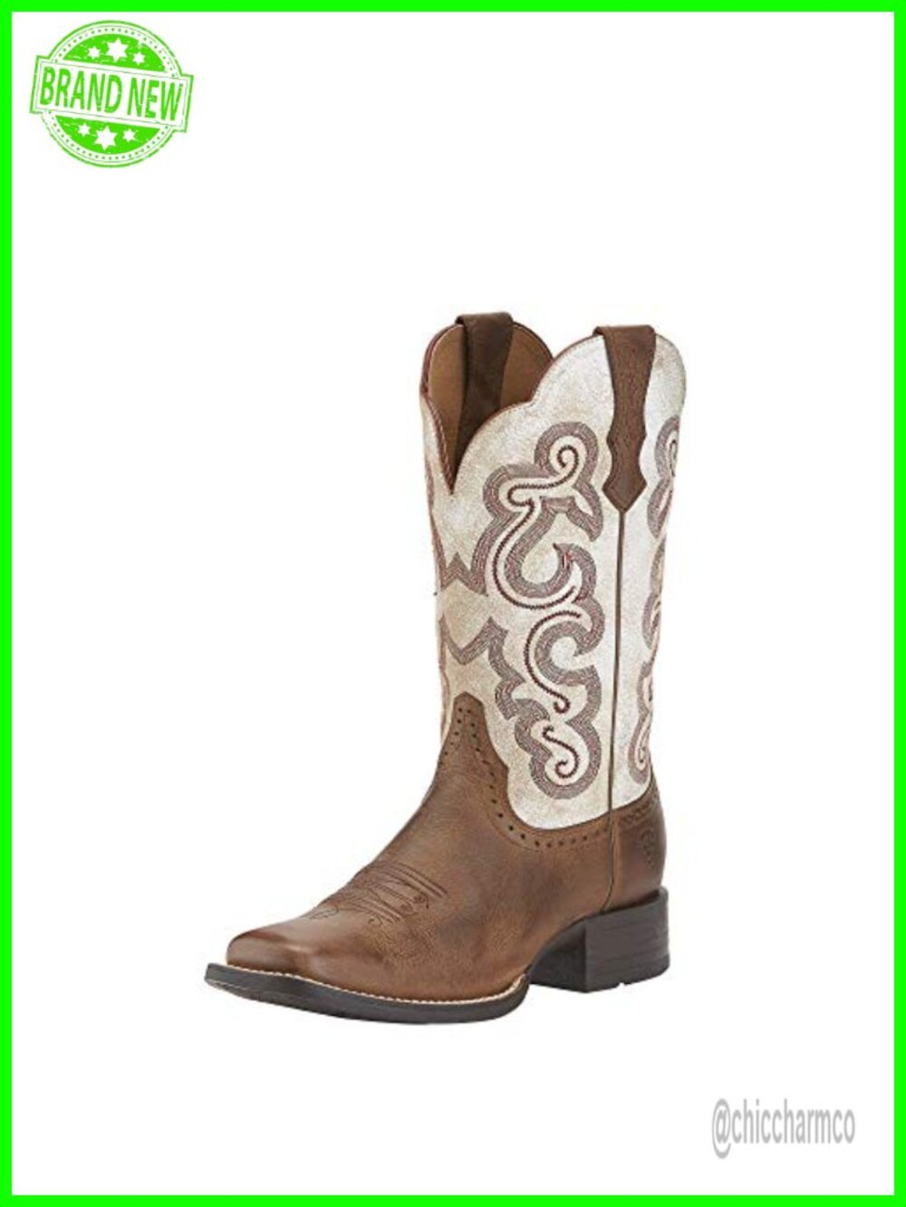 Youth Western Boot Wide Square Toe Faux Leather Pull On